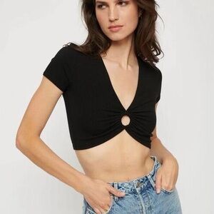 Garage black keyhole crop top